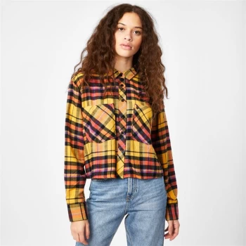 Jack Wills Cropped Check Shirt - Mustard Check