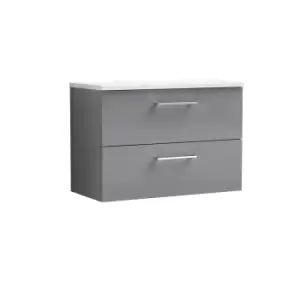 Nuie Arno 800mm Wall Hung 2 Drawer Vanity & Sparkling White Laminate Top Cloud Grey