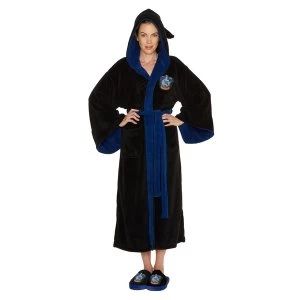 Ravenclaw Harry Potter Ladies Black Fleece Robe with Hood