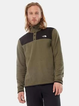 The North Face TKA Glacier Snap Neck Fleece - Khaki, Taupe, Size S, Men