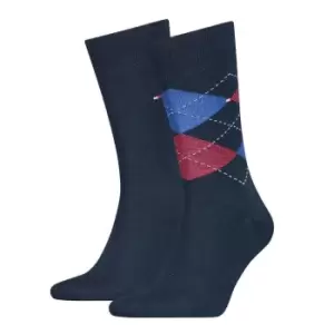 Tommy Hilfiger Hilfiger 2 Pack Check Socks Mens - Blue