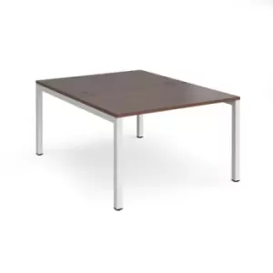 Bench Desk 2 Person Starter Rectangular Desks 1200mm Walnut Tops With White Frames 1600mm Depth Connex