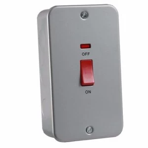 KnightsBridge 45A 2G DP 230V Metal Clad Switch With Neon