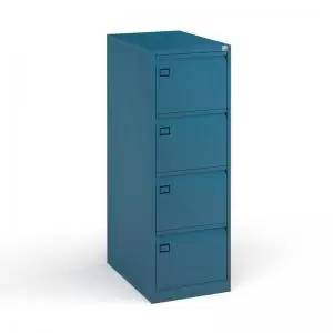 Steel 4 drawer executive filing cabinet 1321mm high - blue