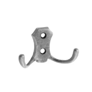 GTV Small Double Coat Hanger Hook Door Wall Bath BK24 Model - Colour Old Silver,