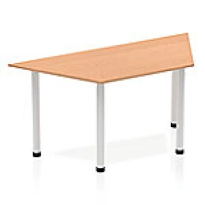 Impulse Trapezium Table 1600 Oak Post Leg Silver