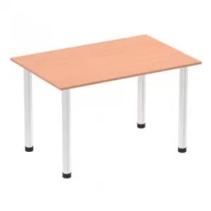 Impulse 1200mm Straight Table Beech Top Chrome Post Leg