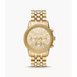 Michael Kors Mens Hutton Chronograph Gold-Tone Stainless Steel Watch - Gold