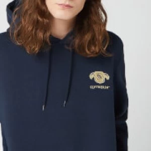 Harry Potter Slytherin Unisex Embroidered Hoodie - Navy - L