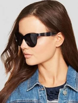 Tommy Hilfiger Cateye Striped Arm Sunglasses Blue Women