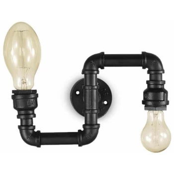 Ideal Lux Plumber - 2 Light Indoor Wall / Ceiling Light Matt Black, E27