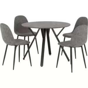 Athens Round Dining Set - Concrete Effect