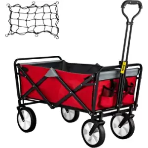 Folding Wagon Cart Garden Trolley 176 lbs Load, Outdoor Utility Collapsible Wagon w/ Adjustable Handle & Universal Wheels, Portable for Camping,