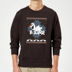 Disney Frozen Christmas Olaf And Snowmens Black Christmas Sweatshirt - XL - Black