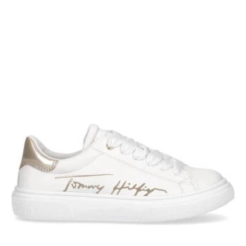 Tommy Hilfiger Girls Signature Logo Trainers - White