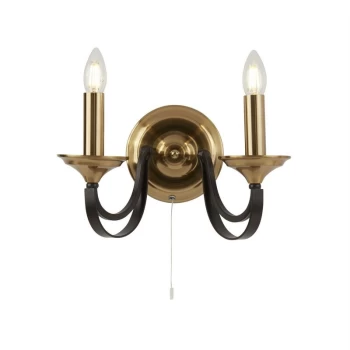 Searchlight Belfry - 2 Light Candle Wall Light Dark Bronze, Brown, E14