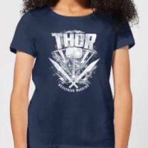 Marvel Thor Ragnarok Thor Hammer Logo Womens T-Shirt - Navy - L