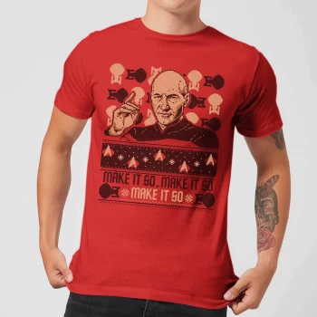 Star Trek: The Next Generation Make It So Mens Christmas T-Shirt - Red - M