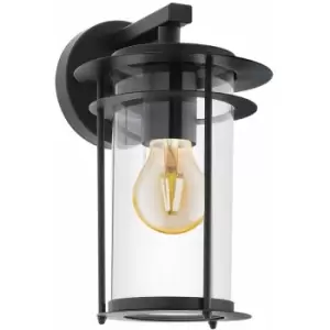 Loops - IP44 Outdoor Wall Light Black Dome Down Shade 1 x 60W E27 Bulb Porch Lamp