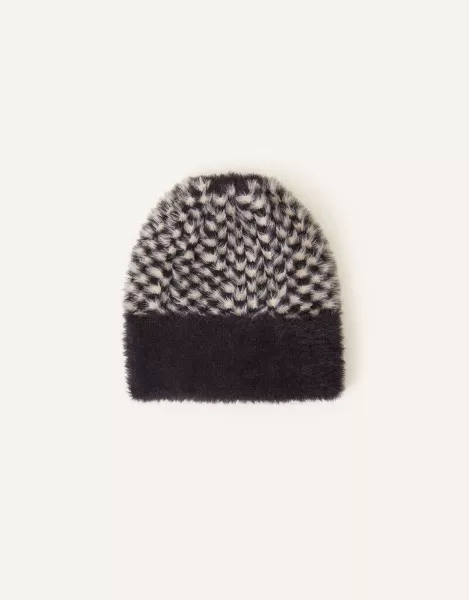 Checkerboard Fluffy Beanie