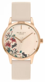 Radley Womens Nude Leather Strap Nude Floral Dial Watch