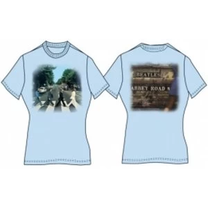 Abbey Road Ladies Light Blue Vintage Print TShirt: Large