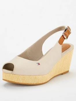 Tommy Hilfiger Iconic Elba Sling Back Wedges - Stone