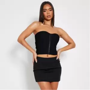 I Saw It First Bandage Front Seam Detail Bandeau Corset - Black