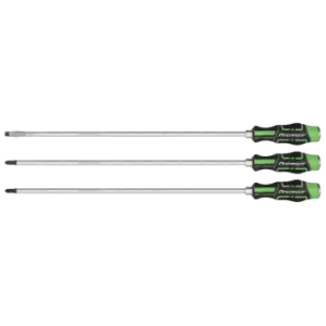 Extra-long Hammer-thru Screwdriver Set Hi-vis Green 450mm 3 Piece