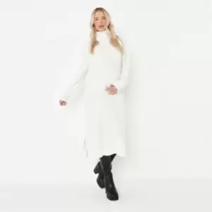 Missguided Roll Neck Knit Maternity Jumper Dress - Cream