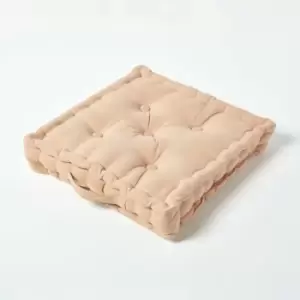 Homescapes - Cotton Natural Beige Floor Cushion, 40 x 40cm - Natural