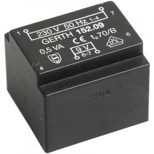 PCB mount transformer 1 x 230 V 1 x 9 V AC 0.50 VA 55 mA