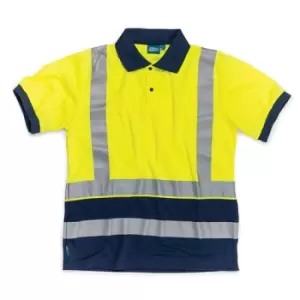 Tough Grit Hi-Vis 2-Tone Polo Shirt Yellow/Navy - XL