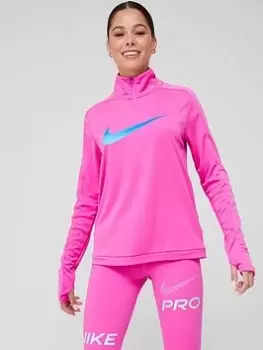 Nike Dri-FIT Swoosh Half Zip Top - Pink, Size L, Women