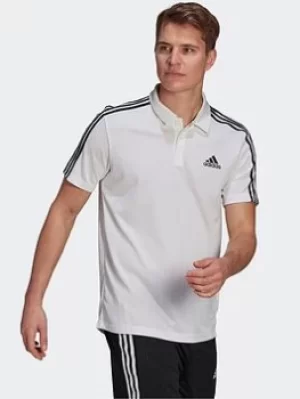 adidas Primeblue Designed To Move Sport 3-stripes Polo Shirt, White, Size L, Men