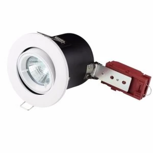 KnightsBridge GU10 50W 230V LED Compatible IC Fire Rated Tilting Downlight - White