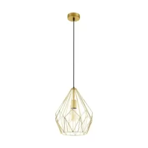 Hanging Ceiling Pendant Light Gold Wire Cage 1x 60W E27 Hallway Feature Lamp