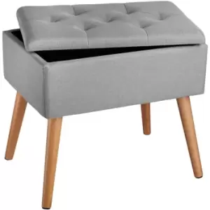 TecTake Ranya Bench Upholstered Linen Look With Storage Space - Light Grey