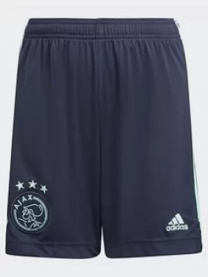 adidas Ajax Amsterdam 21/22 Away Shorts, Blue/Green, Size 9-10 Years