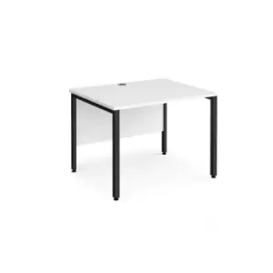 Office Desk 1000mm Rectangular Desk With Bench Leg White Tops With Black Frames 800mm Depth Maestro 25