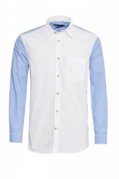 Mens French Connection Striped Hybrid Shirt White