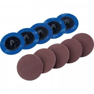 Draper 50mm Diameter Aluminium Oxide Sanding Disc 50mm 180g Pack of 10