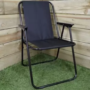 Hamble Distribution - Black Folding Canvas Camping / Festival / Outdoor Chair with Plastic Arm Rests