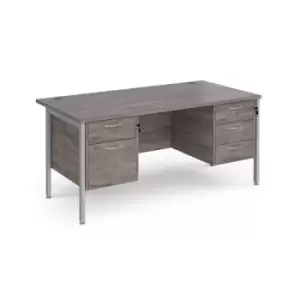 Maestro 25 straight desk 1600mm x 800mm with 2 and 3 drawer pedestals - silver H-frame leg and grey oak top