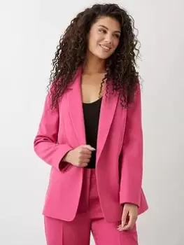 Dorothy Perkins Turnback Cuff Blazer - Fuchsia, Pink, Size 10, Women