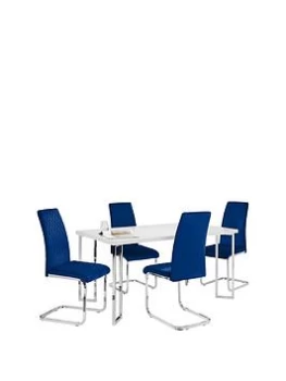 Julian Bowen Manhattan Set Of Table & 4 Velvet Chairs