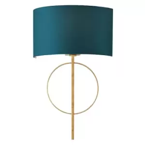 Merano Trento Wall Lamp Antique Gold Leaf & Teal Satin Fabric