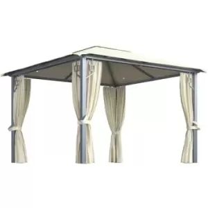 Gazebo with Curtain&LED String Lights 3x3 m Cream Aluminium vidaXL - Cream