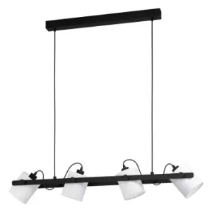 Hanging Ceiling Pendant Light Black White Adjustable Spots 4 Bulb Kitchen Lamp