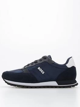 BOSS Parkour Mix Fabric Runner Trainers - Navy, Size 9, Men